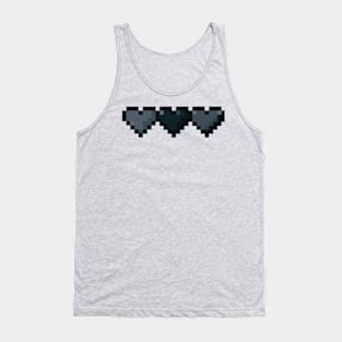 Black Hearts in a Row Pixel Art Tank Top